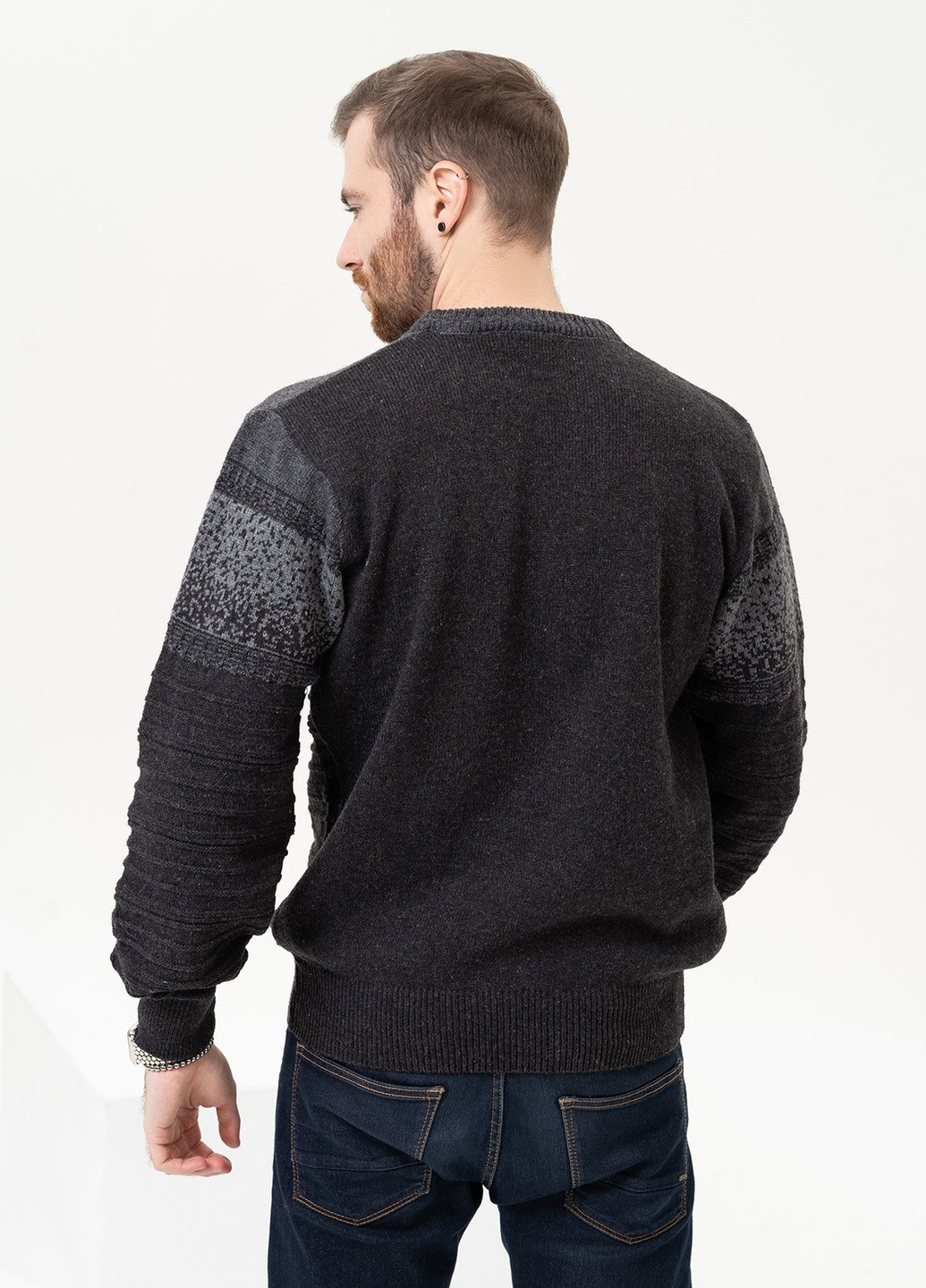 Темно-серый зимний свитер мужской джемпер ISSA PLUS GN4-93