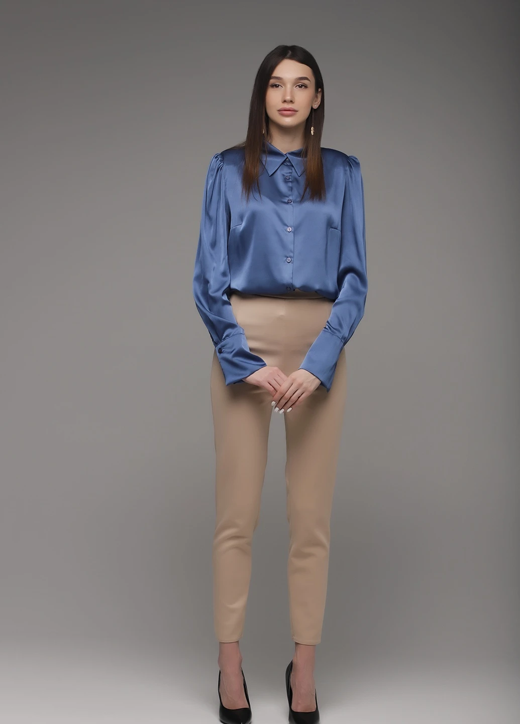 Синяя блуза Sateen