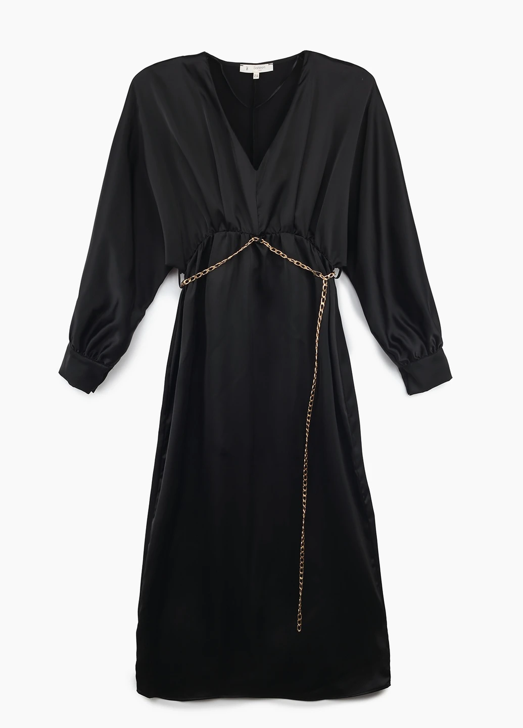 Черное повседневный платье Sateen