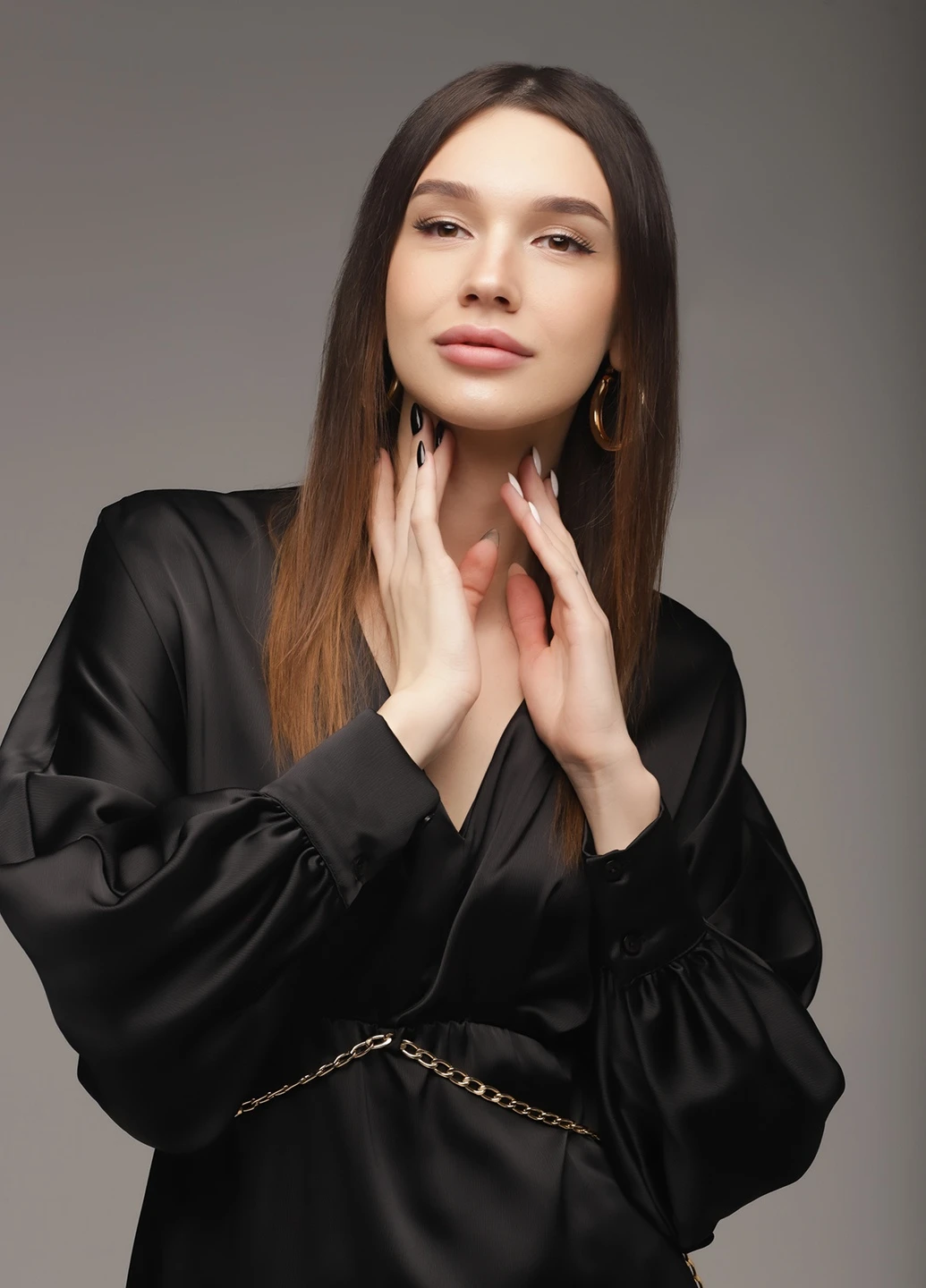 Черное повседневный платье Sateen