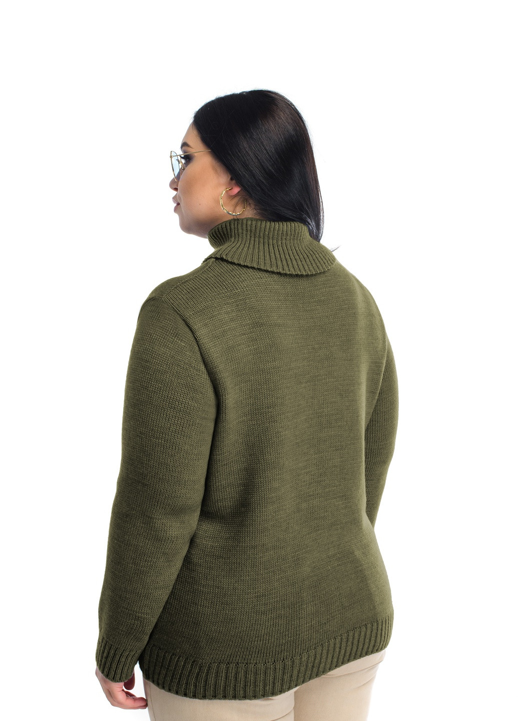 Оливковый (хаки) классический женский свитер SVTR