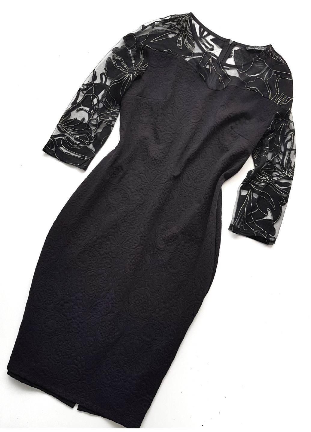 Черное нарядное черное платье с узором по сетке AppleLine
