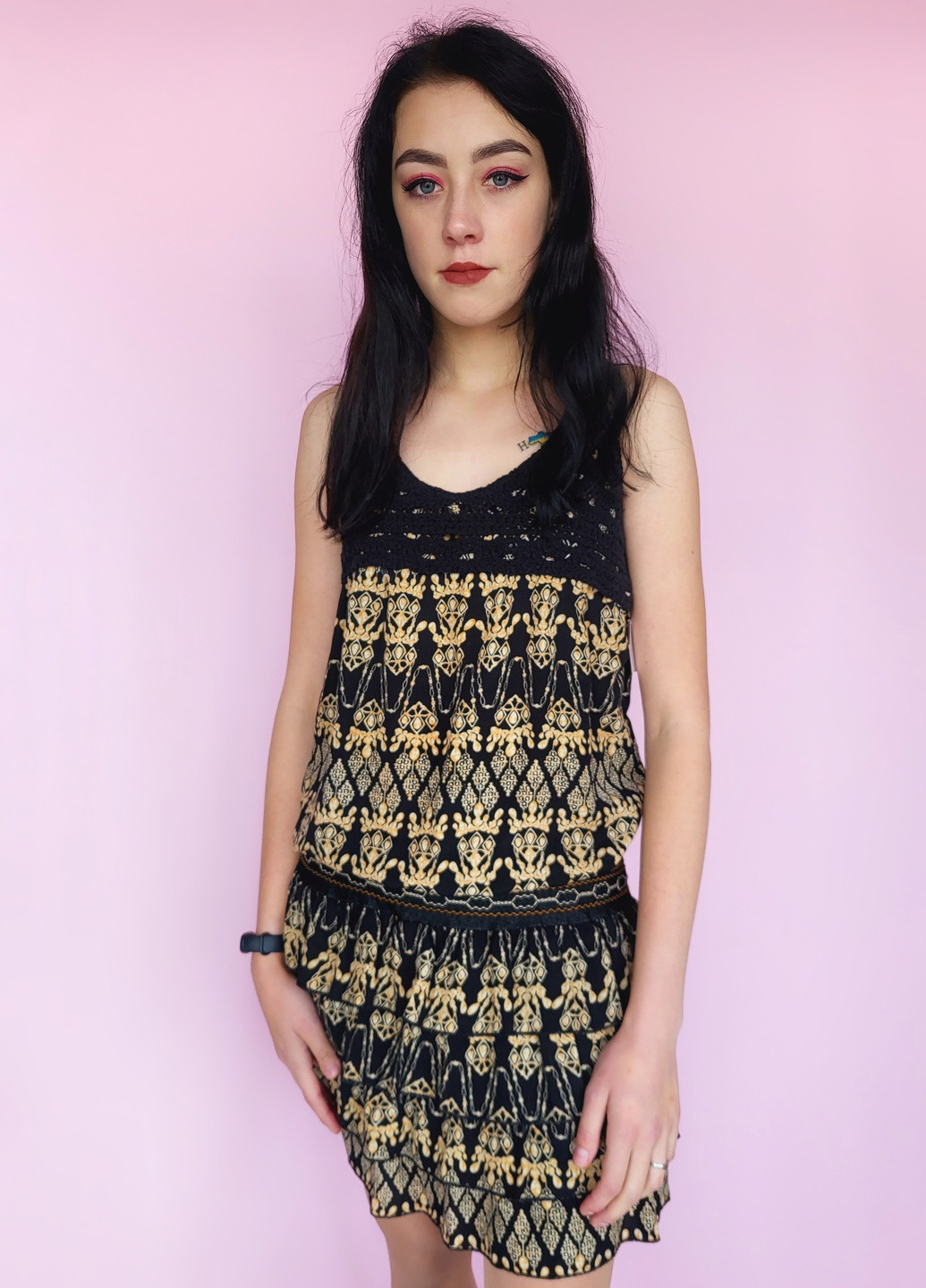 Чорна сукня-сарафан літня в чорно-коричневих тонах No Brand