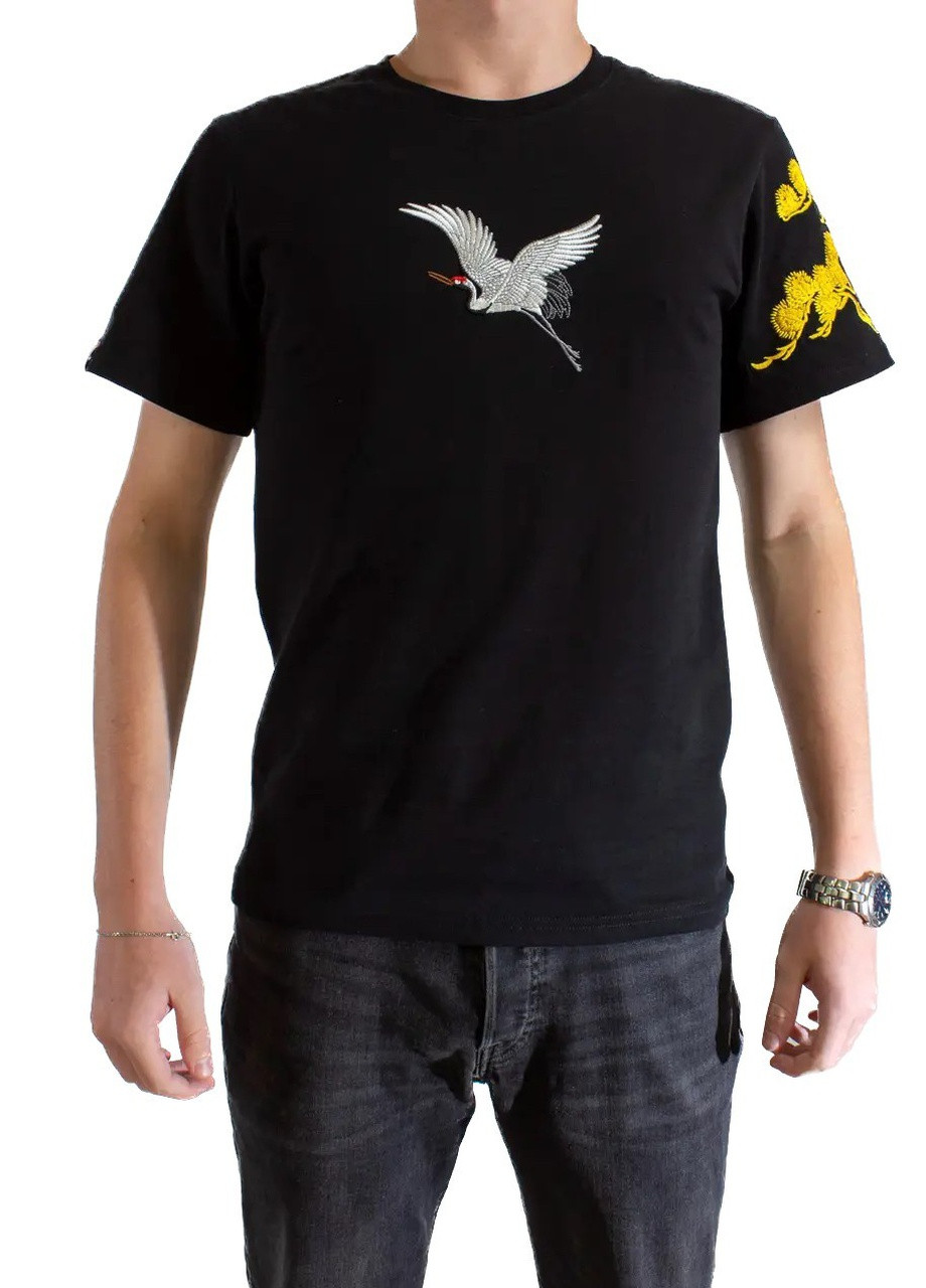 Чорна чоловіча футболка golden sakura m black (28972081 m) No Brand