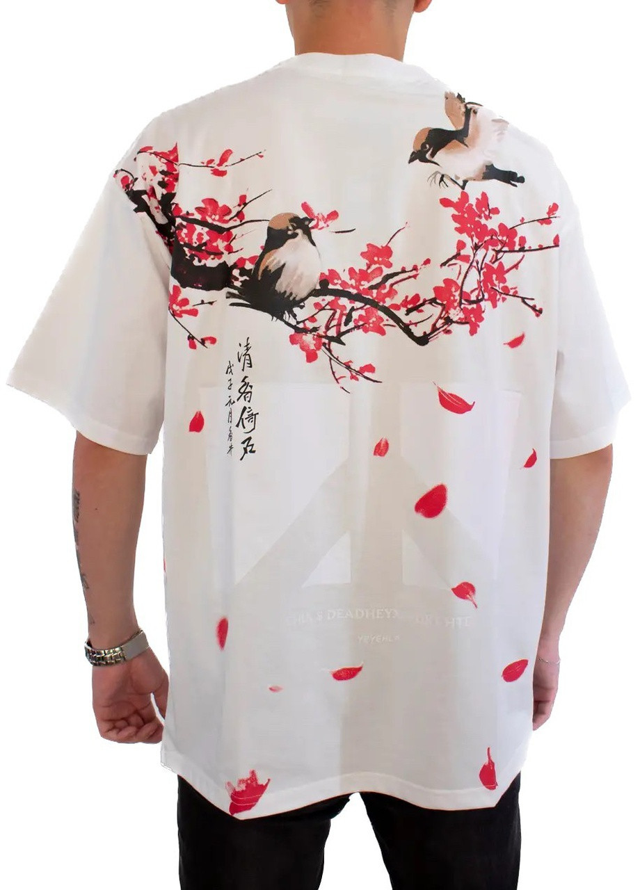 Белая мужская футболка cherry blossoms l white (28972442 l) No Brand