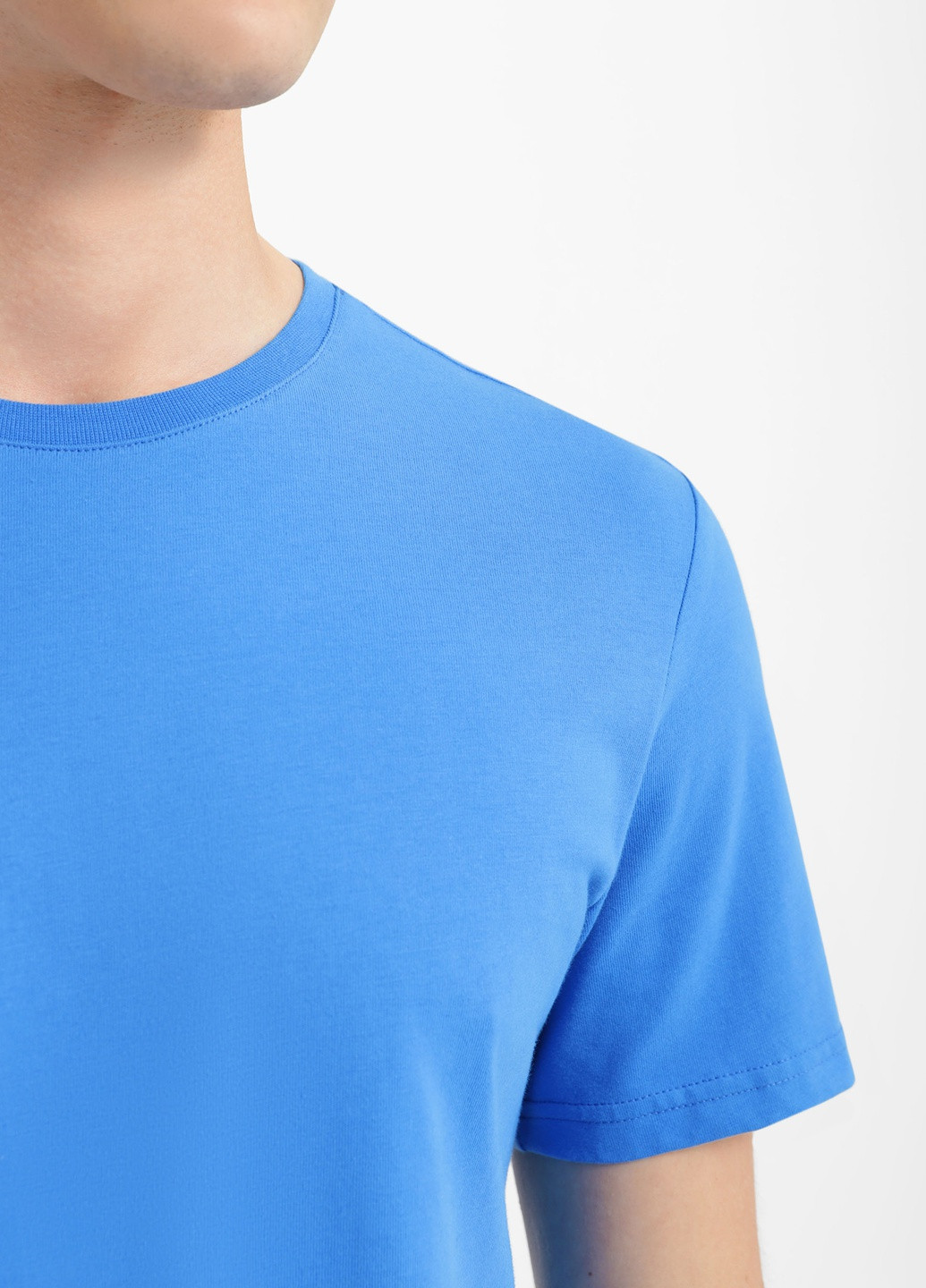 Блакитна футболка чоловіча базова з коротким рукавом Роза