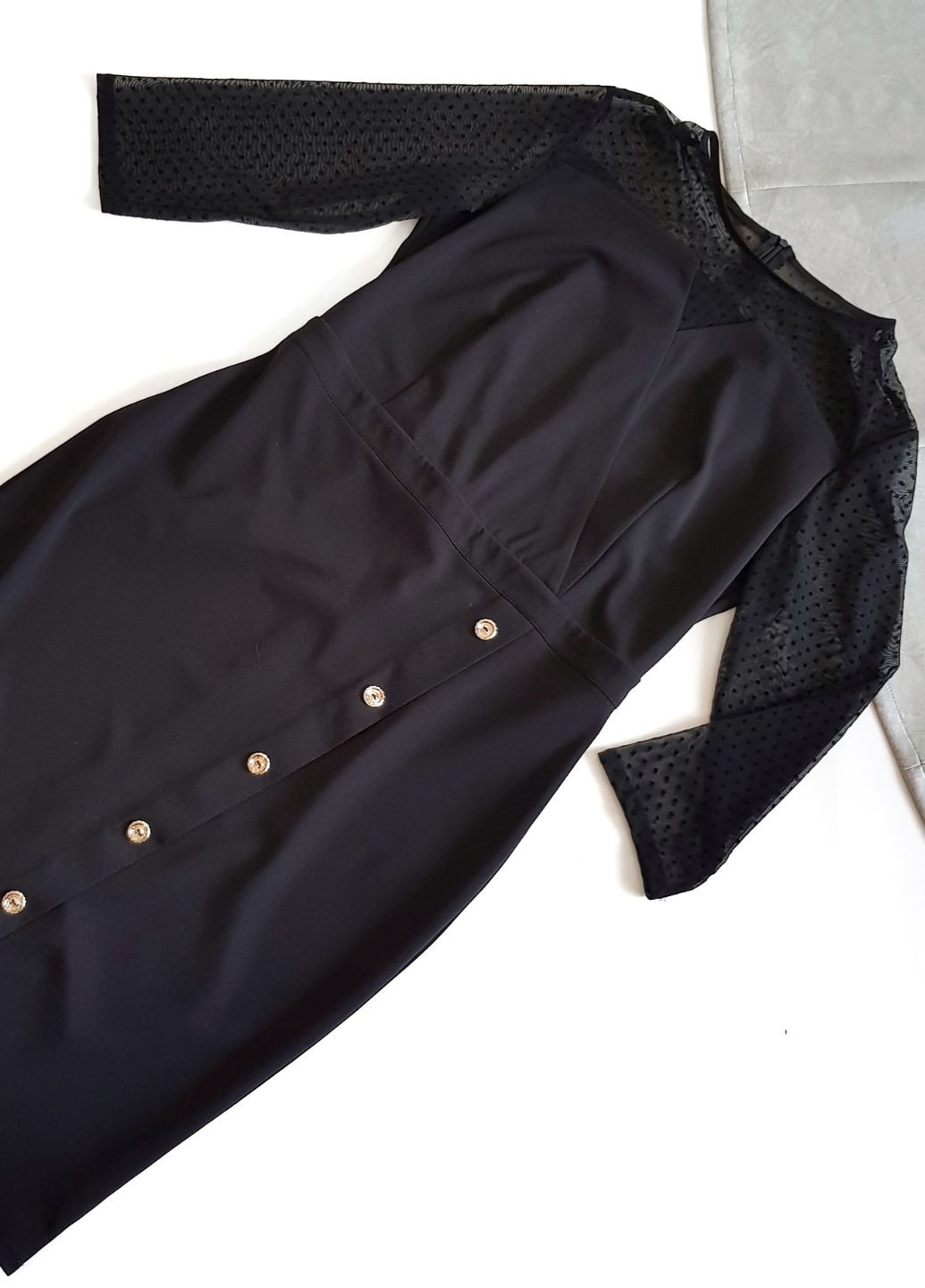Черное черное женское платье со вставками сетки Exclusive