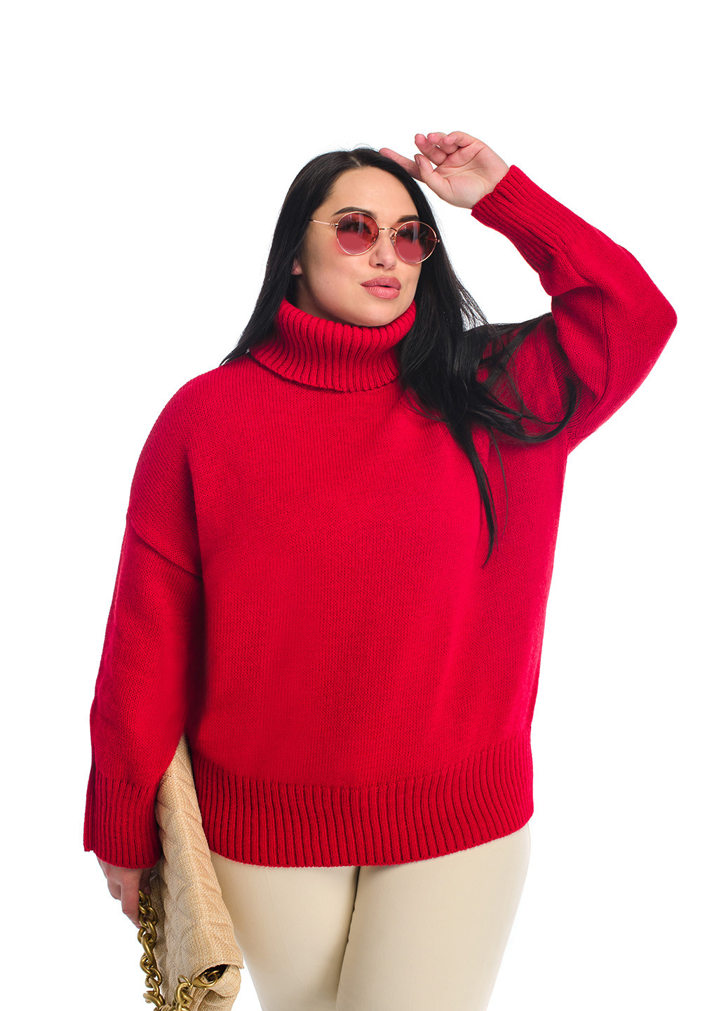Красный свободный женский свитер SVTR