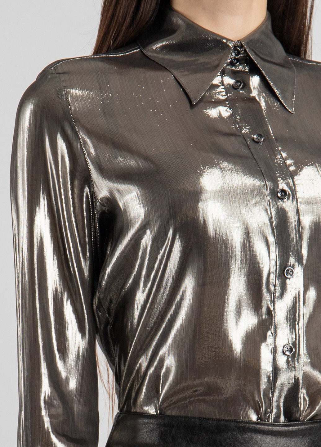 Серебряная летняя серебристая блуза из вискозы Pinko