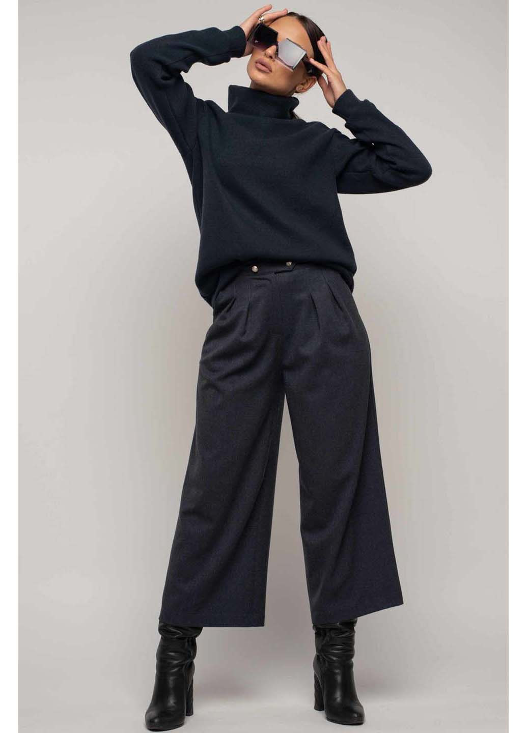 Темно-синие кэжуал демисезонные брюки Ри Мари
