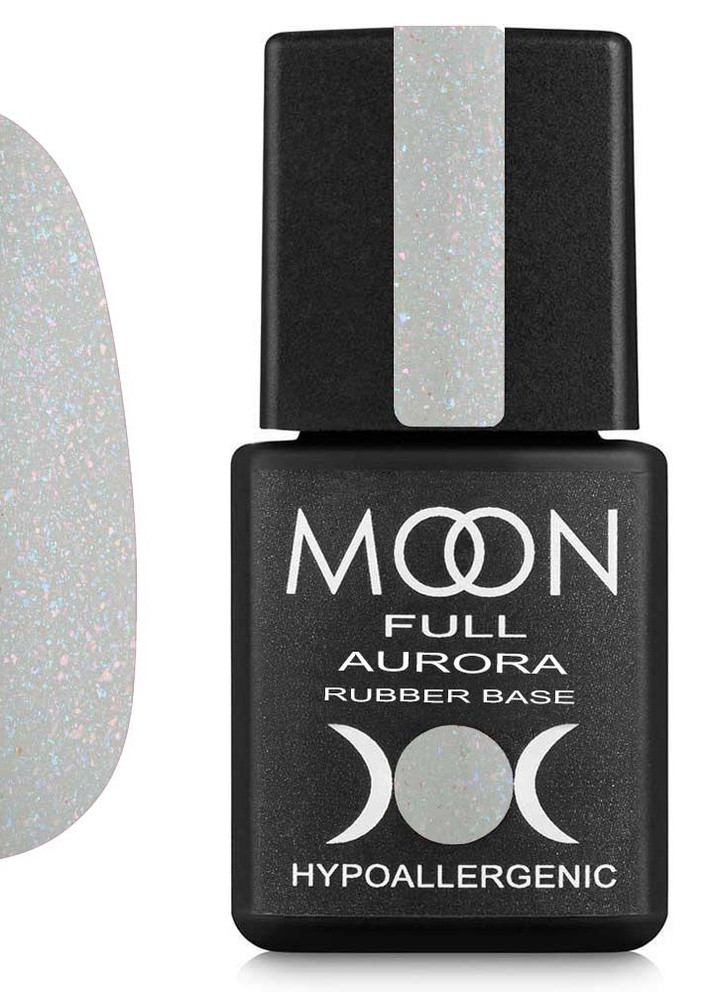 Каучуковая база для гель лака Full Aurora №2004 светло-серая с мелким шиммером 8 мл Moon (256753911)