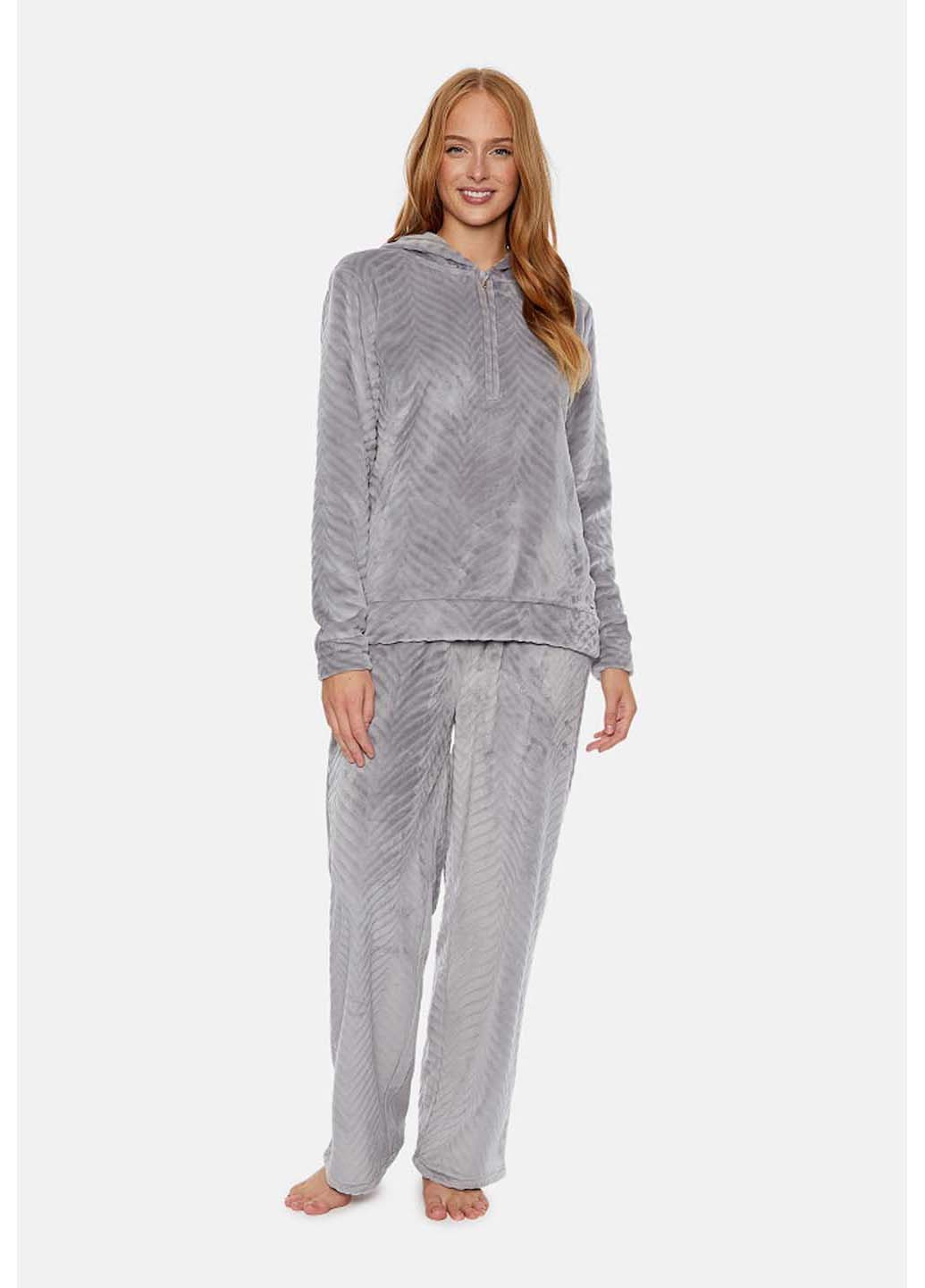 Серая зимняя пижама кофта + брюки Pretty You London Chevron-Grey