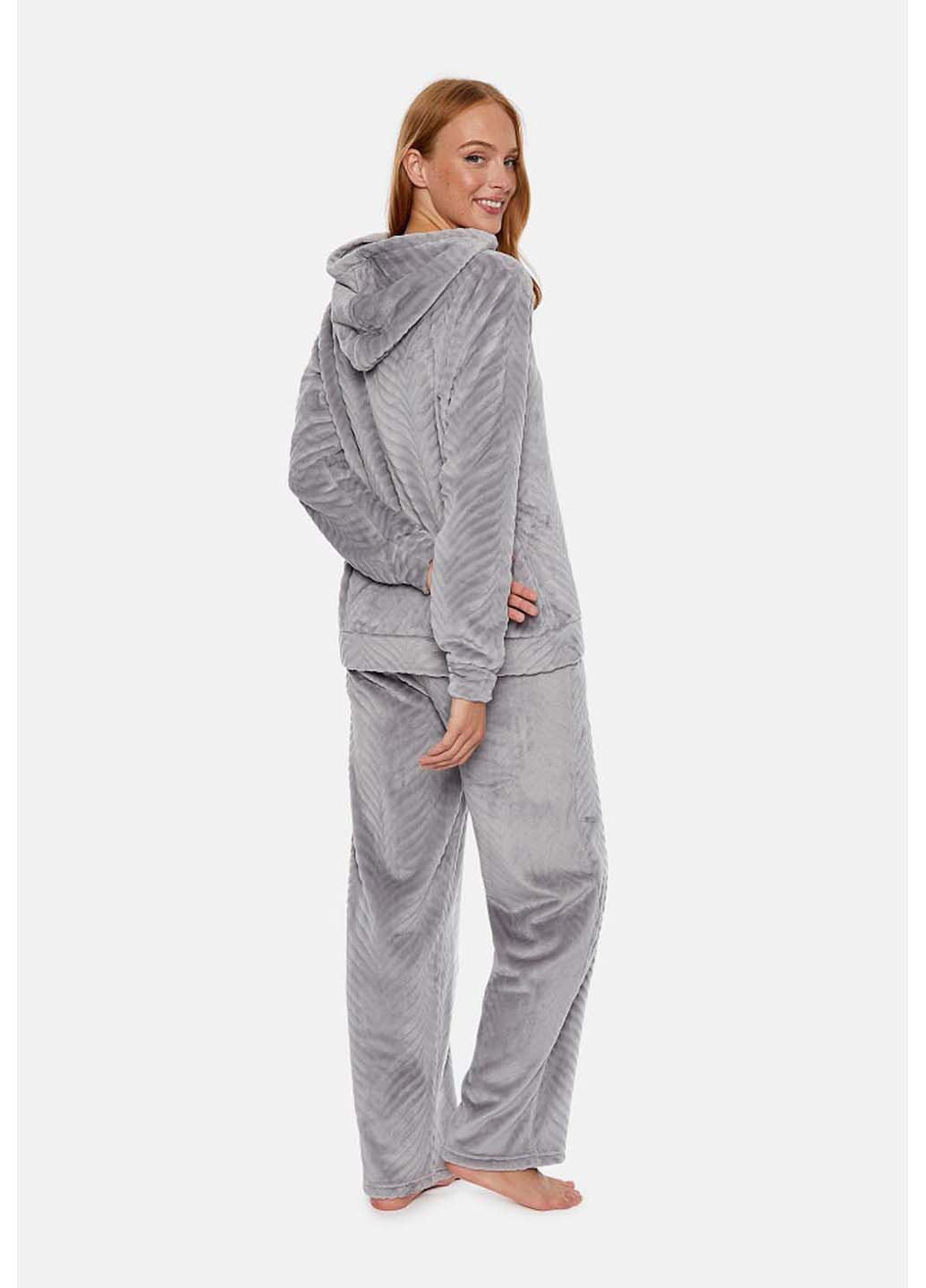 Серая зимняя пижама кофта + брюки Pretty You London Chevron-Grey