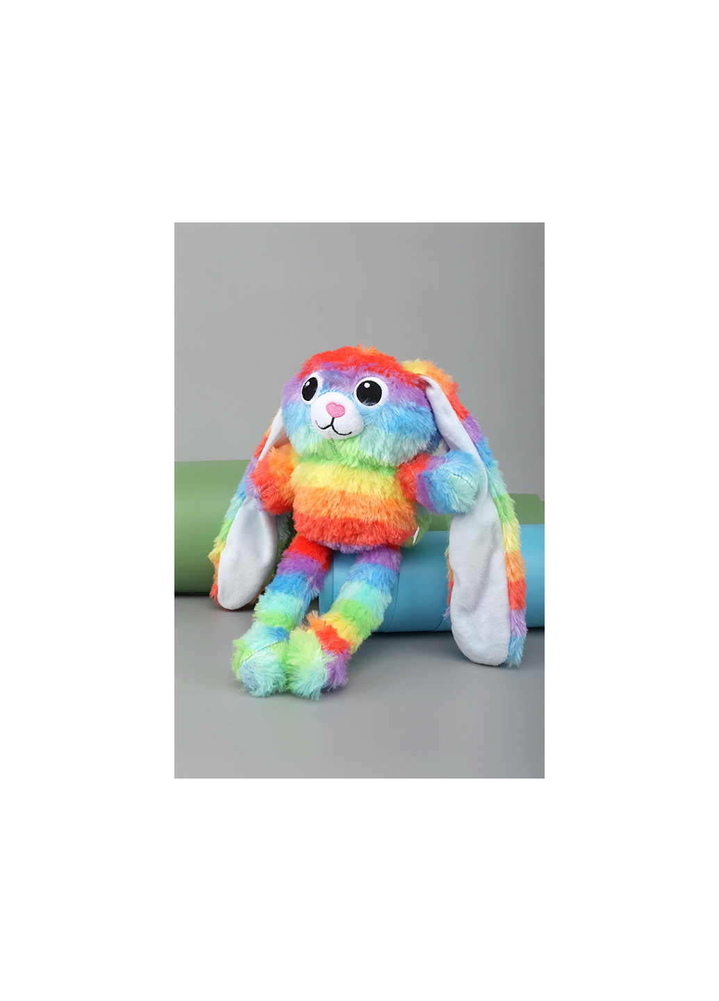 Мягкая игрушка заяц-тянучка радужный подвижные ушки C21701 No Brand (256736903)