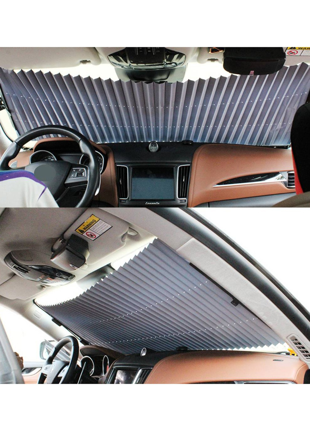 Шторка солнцезащитная на лобовое стекло автомобиля, защитное жалюзи от солнца в автомобиль (АО-2030-1) No Brand (256740939)