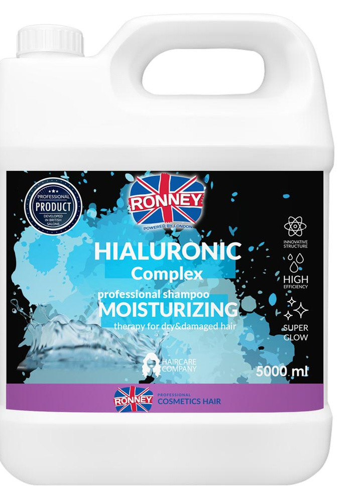 Профессиональный шампунь HIALURONIC COMPLEX с гиалуроновой кислотой для сухих и поврежденных волос 5 л RONNEY (256873791)