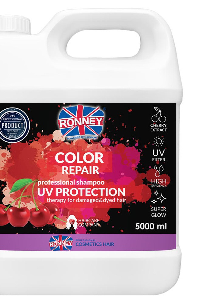 Профессиональный шампунь COLOR REPAIR CHERRY защита цвета для окрашенных волос с UV фильтром 5 л RONNEY (256873786)