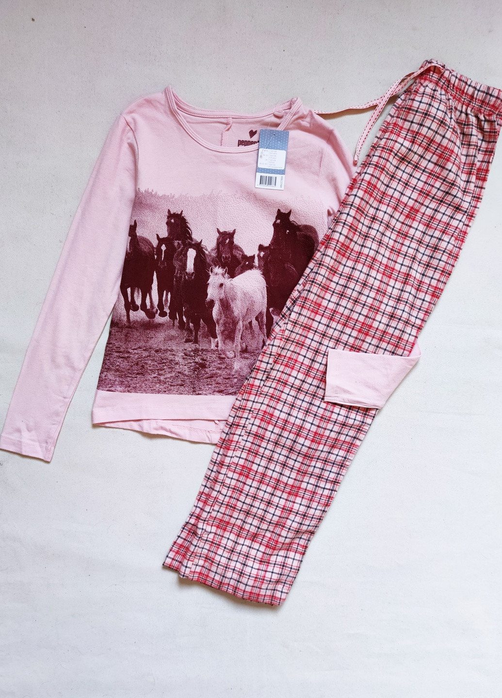 Рожева зимня піжама для дівчинки з фланелевими штанами Pepperts