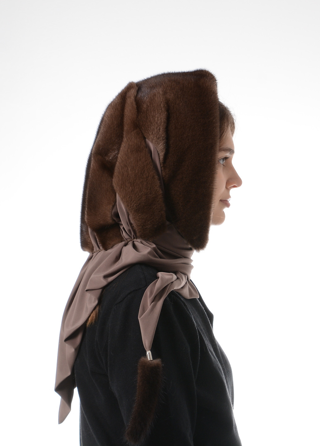 Женский зимний платок на голову из натурального меха норки Меховой Стиль паук (256789160)
