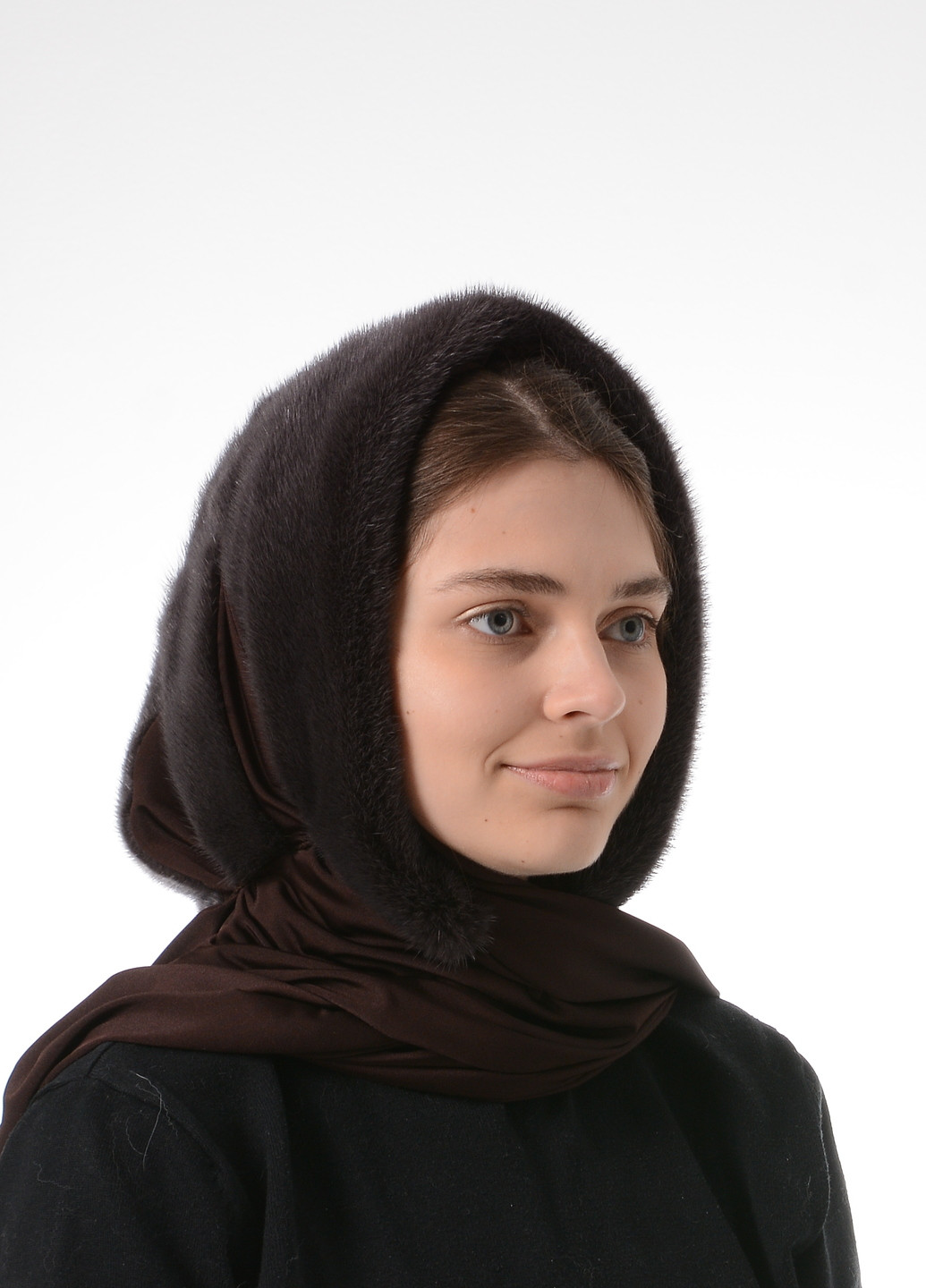 Женский зимний платок на голову из натурального меха норки Меховой Стиль паук (256789161)