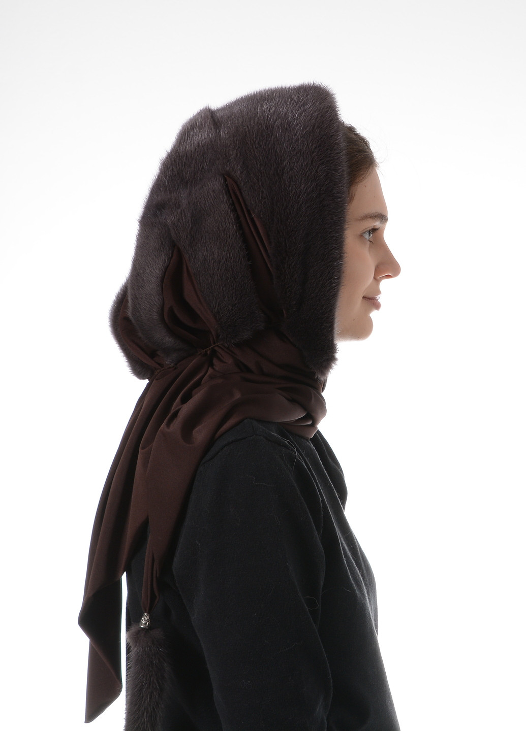 Женский зимний платок на голову из натурального меха норки Меховой Стиль паук (256789161)