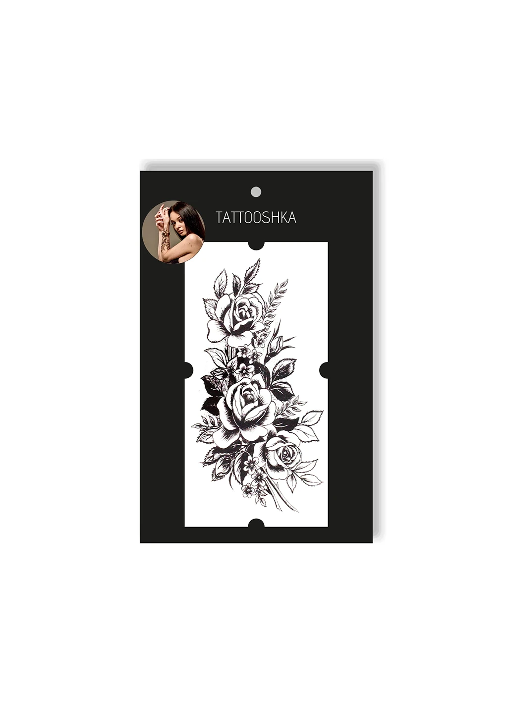Тату "Гілочка із трояндами" XQB-057 Tattooshka (256784697)