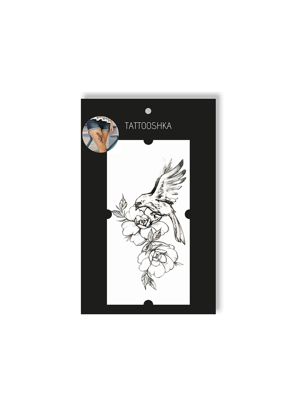 Тату "Квіти з птахом" QC-909 Tattooshka (256784695)