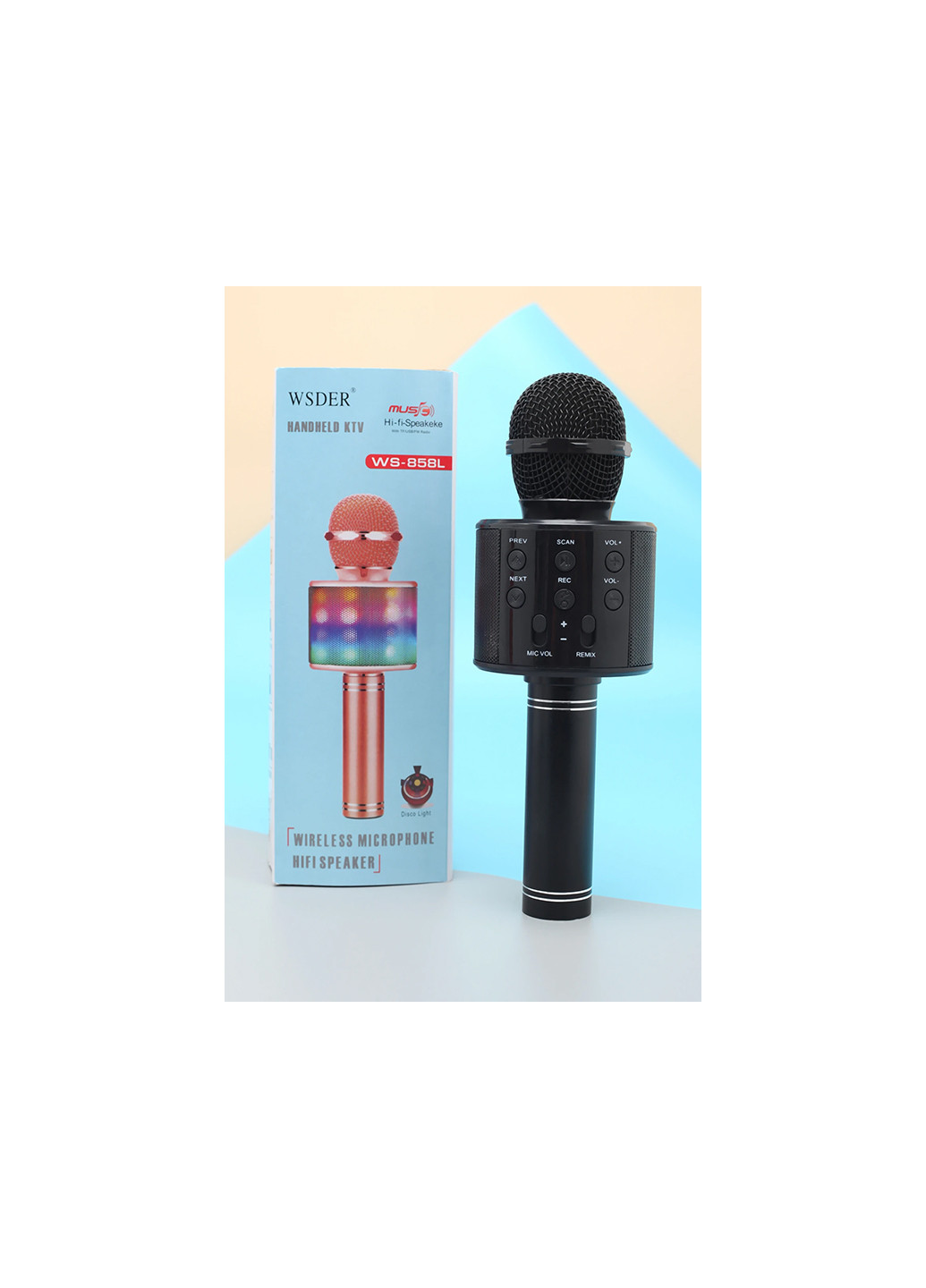 Караоке микрофон з світлом WS-858L No Brand (256782142)