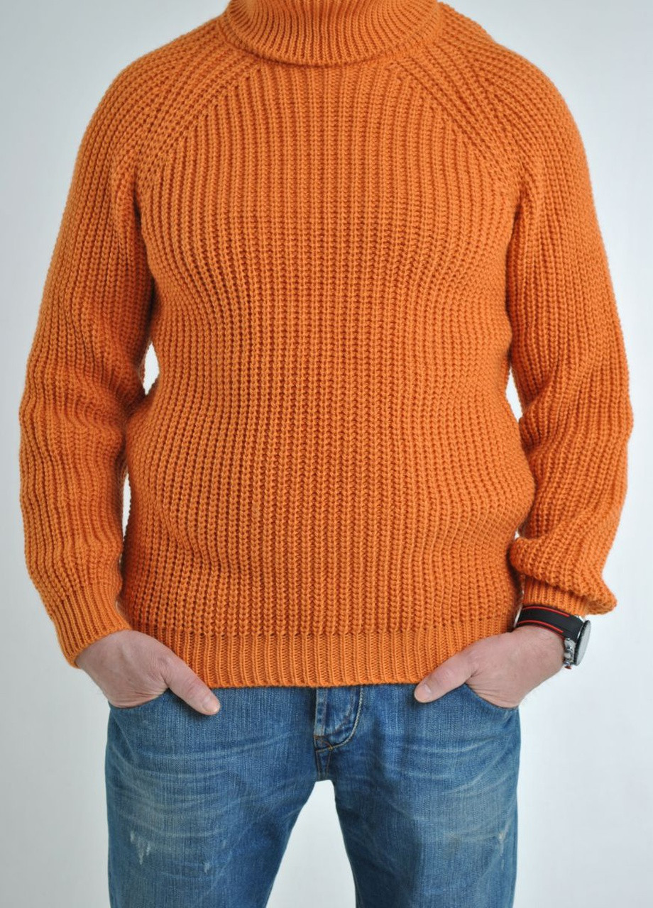 Оранжевый зимний свитер крупной вязки Berta Lucci