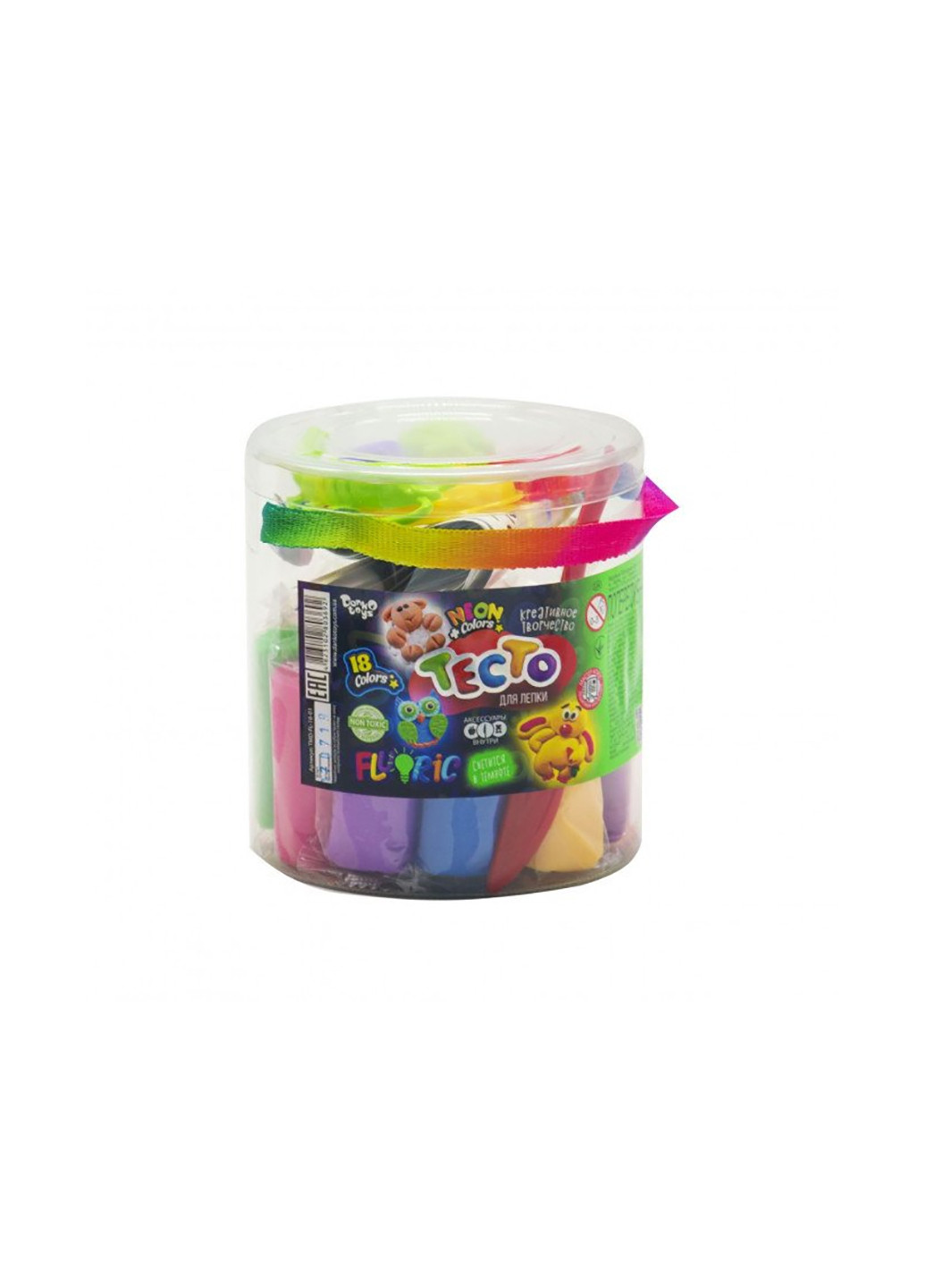 Креативное творчество "Тесто для лепки "FLUORIC" банка 18 цветов TMD-FL-18-01U Danko Toys (256794190)