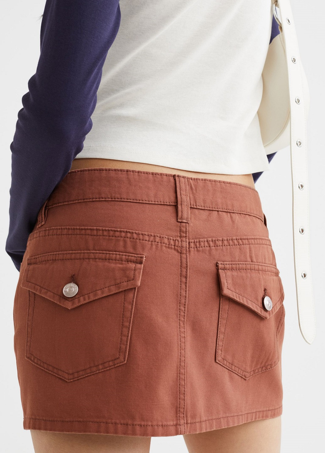 Коричневая джинсовая однотонная юбка H&M
