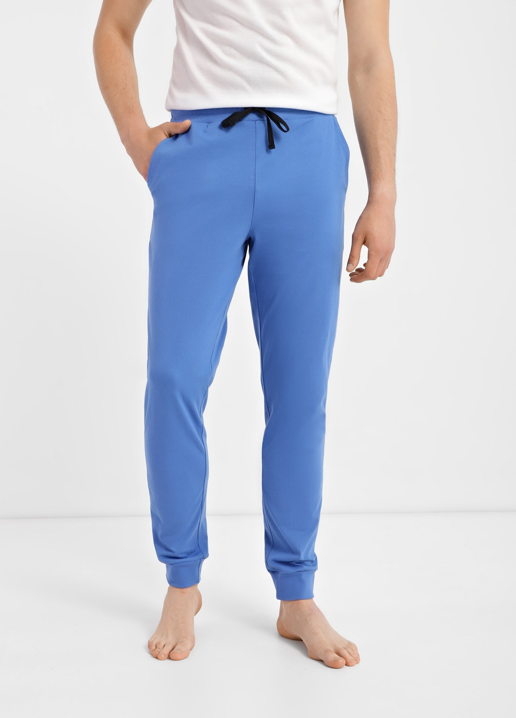 Голубые домашние демисезонные брюки Роза