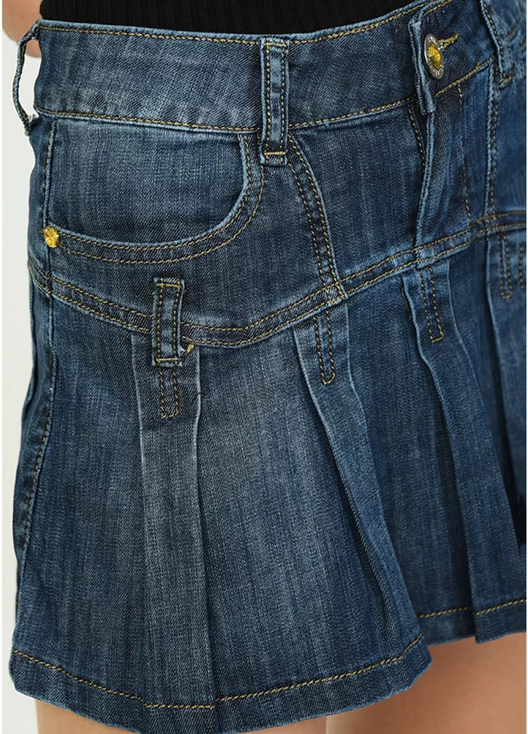 Синяя джинсовая однотонная юбка No Brand