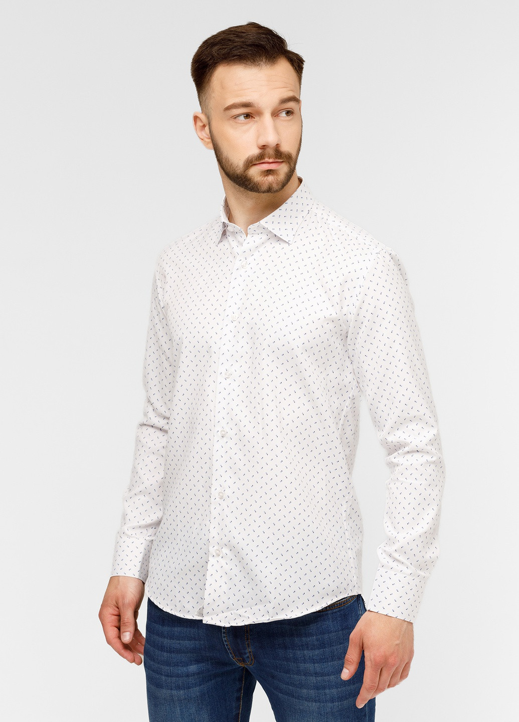 Белая классическая рубашка с цветами NAVI