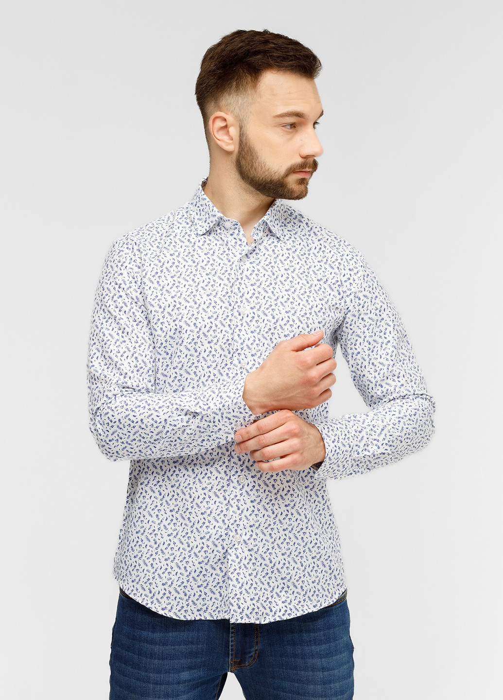 Белая кэжуал рубашка с цветами NAVI