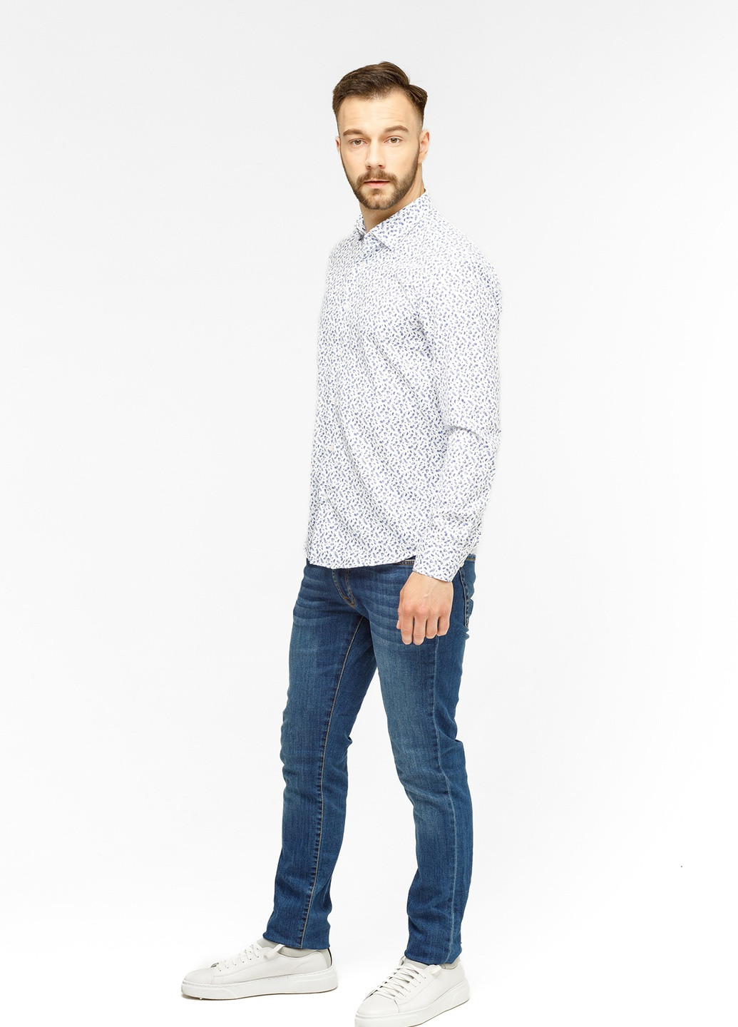 Белая кэжуал рубашка с цветами NAVI