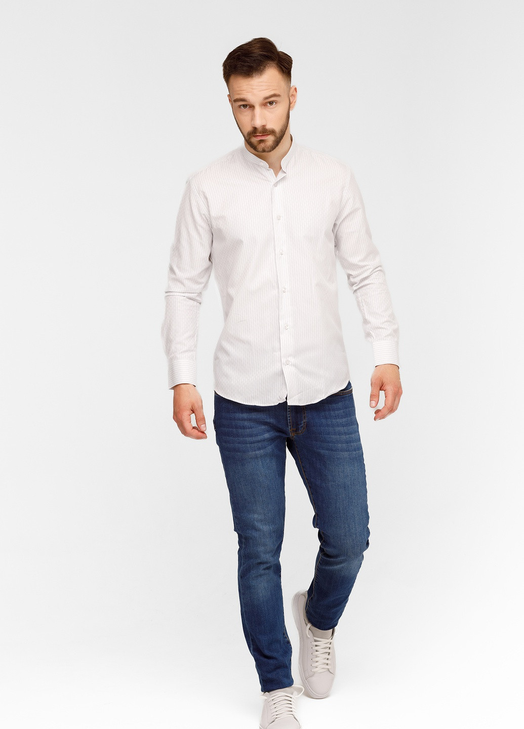 Белая классическая рубашка в полоску NAVI