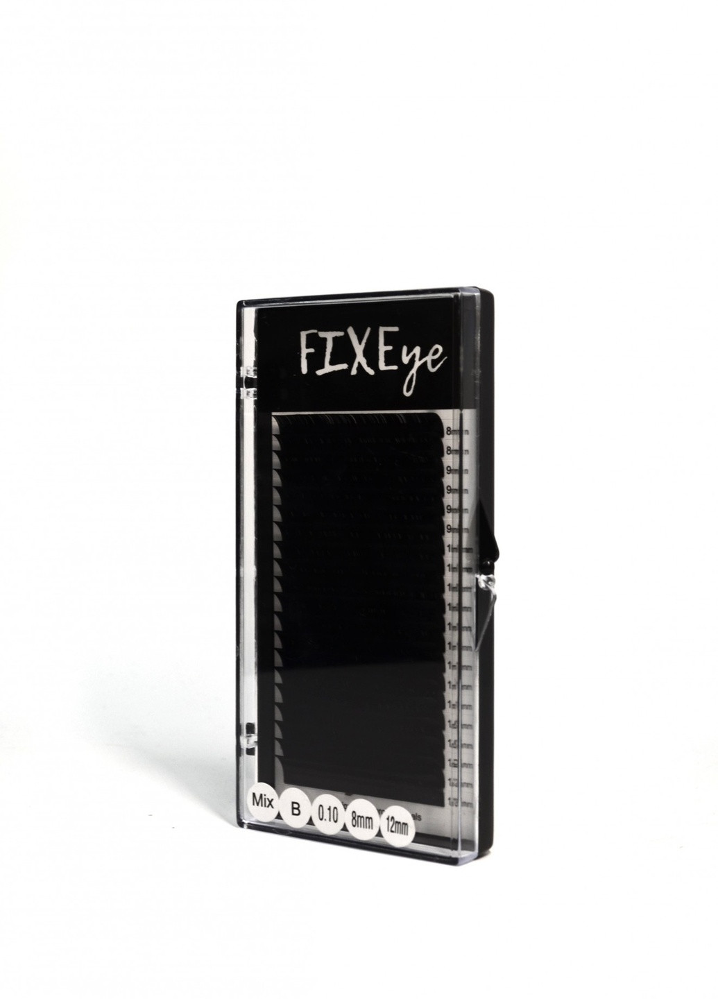 Вії для нарощування 20 ліній MIX чорні, вигин B, товщина 0.10мм, довжина 8(2)*9(4)*10(4)*11(5)*12(5) FIXEye HYLON LASH (256901294)