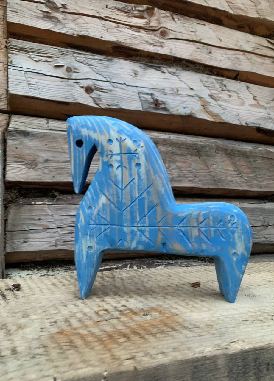 Деревянная лошадка, Любчик голубой 21х21 см Зерно (256946190)