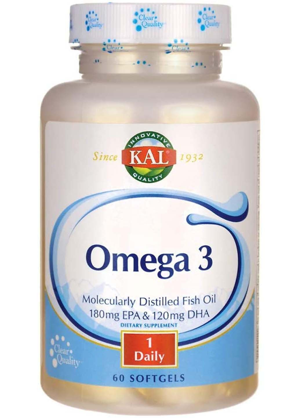 Omega 3 Fish 180/120 1000 мг 60 гелевых капсул KAL (256930981)