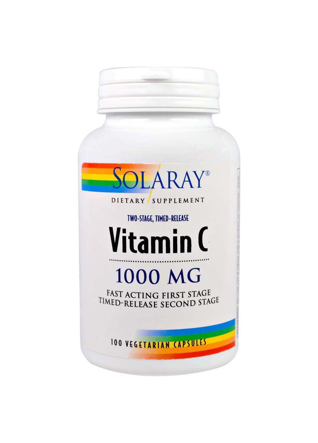 Витамин С двухфазное высвобождение 1000 мг 100 капсул Solaray (256931838)