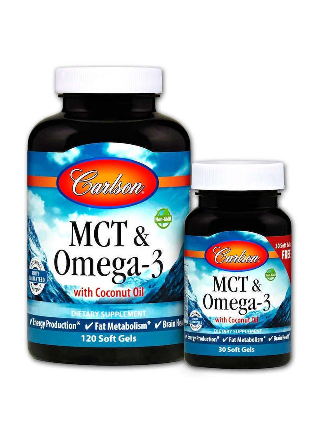МСТ и Омега-3 MCT & Omega-3 120 гелевых капсул+30 капсул бесплатно Carlson Labs (256931822)