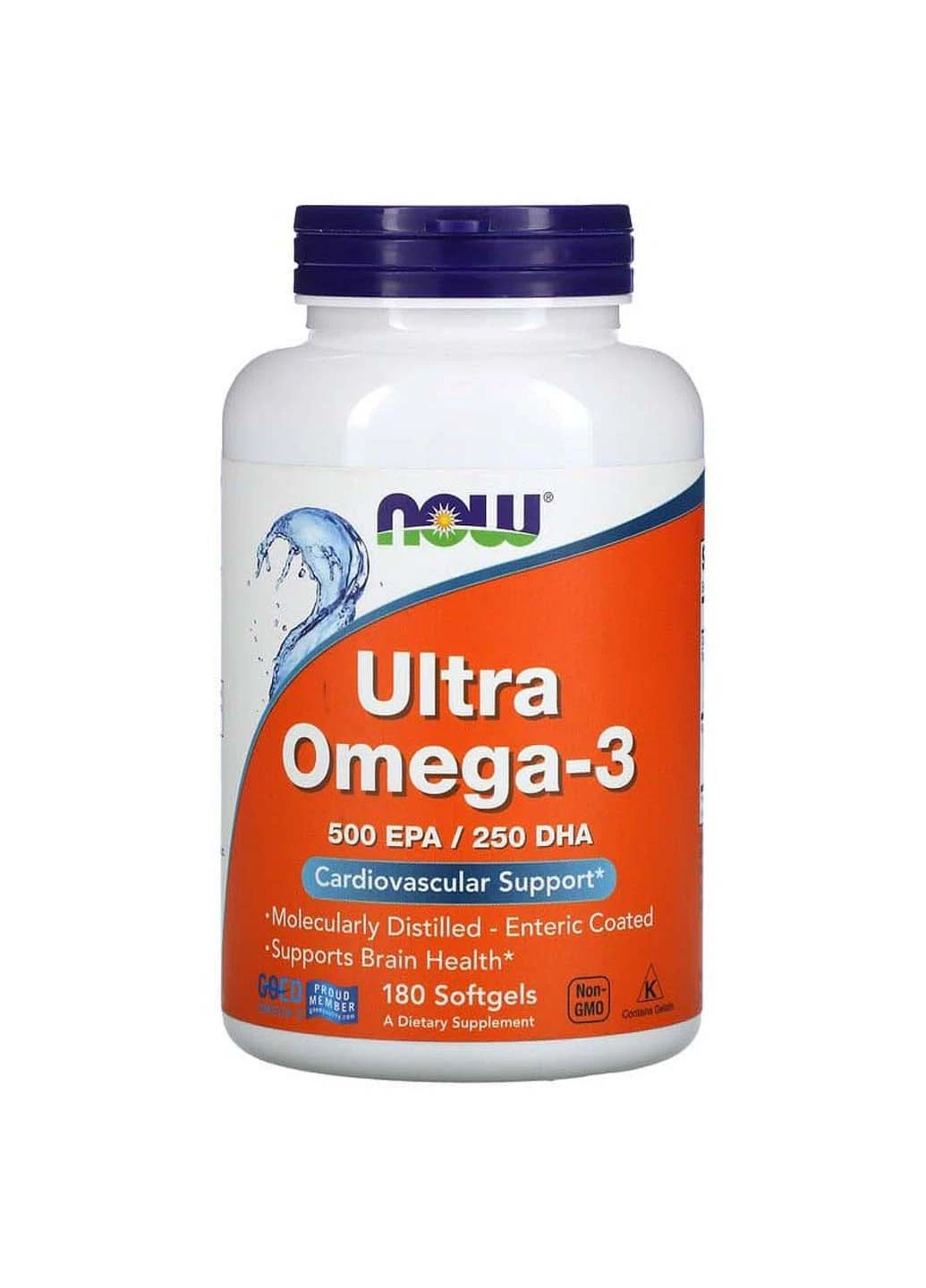 Супер омега 3 Ultra Omega-3 500 EPA/250 DHA 180 капсул з кишковорозчинною оболонкою Now Foods (256932273)