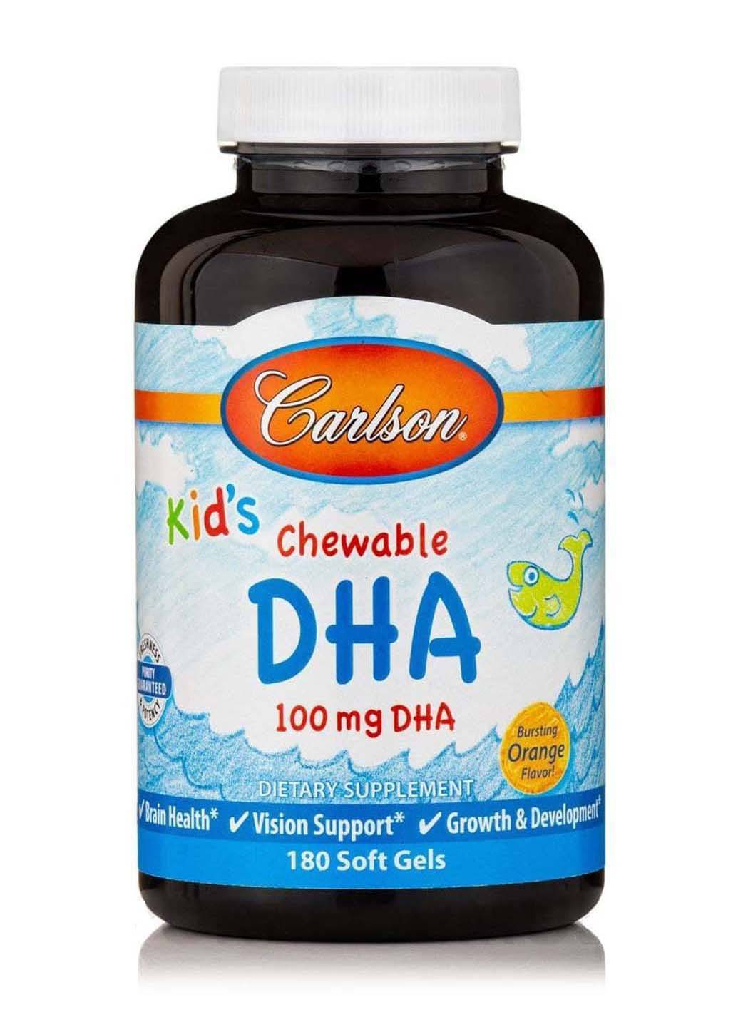 Рыбий жир для детей Kids Chewable DHA апельсин 100 мг 180 гелевых капсул Carlson Labs (256932483)