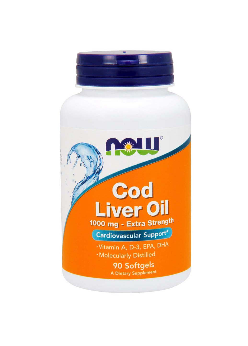 Риб'ячий жир з печінки тріски Cod Liver Oil 1000 мг 90 гелевих капсул Now Foods (256931412)