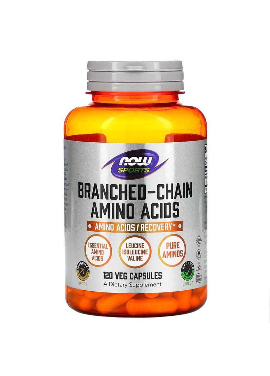 BCAA амінокислоти з розгалуженим ланцюгом Amino Acids Sports 120 капсул Now Foods (256931301)