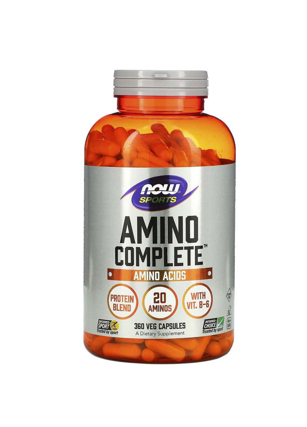 Аміно комплекс Amino Complete Sports 360 вегетаріанських капсул Now Foods (256932231)
