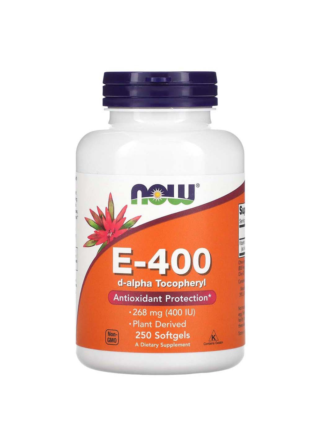 Вітамін Е E-400 268 мг Now Foods (256932221)