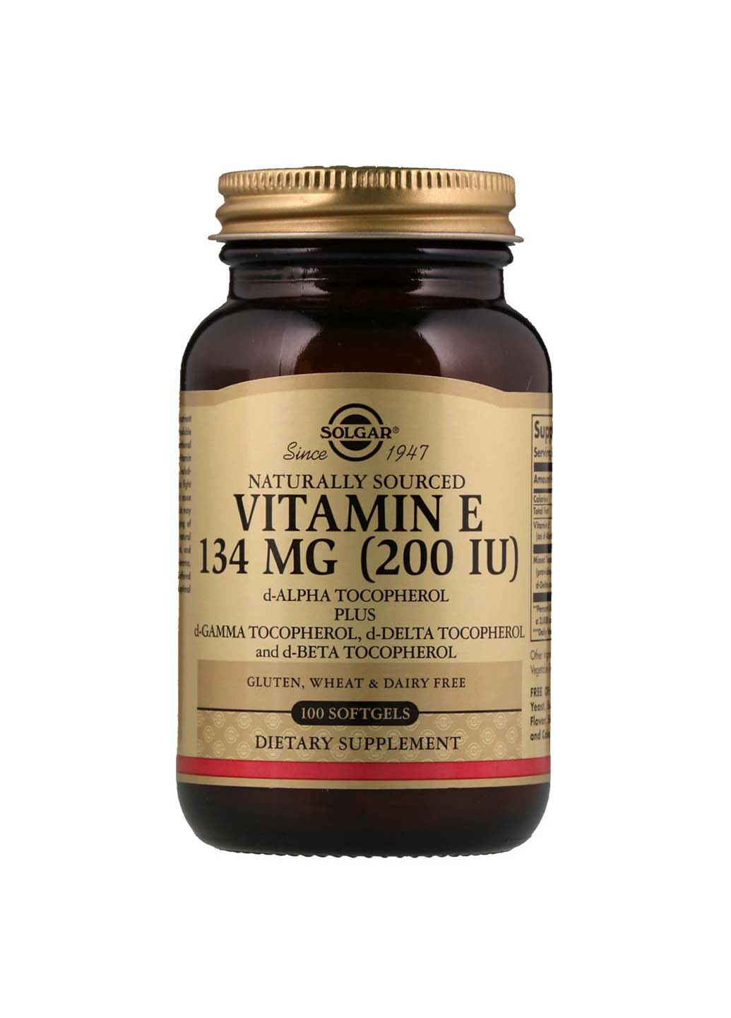 Витамин Е натуральный 134 мг Solgar (256931207)