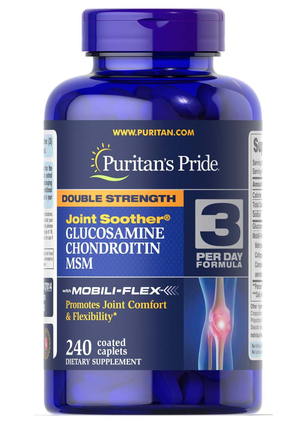 Глюкозамин хондроитин и МСМ 240 капсул Puritans Pride (256932000)